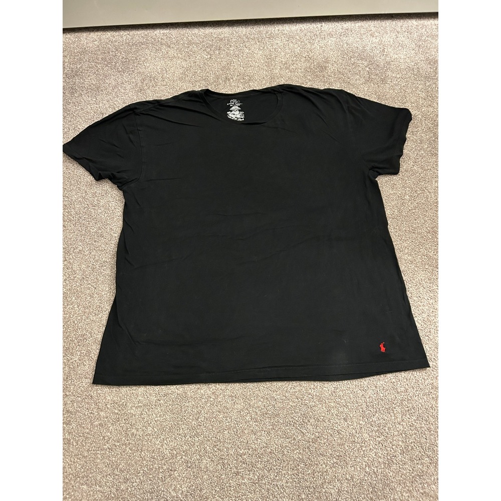 VTG Polo Ralph Lauren T-Shirt Mens 2XL Black Excellent Classic Fit Red Pony Logo